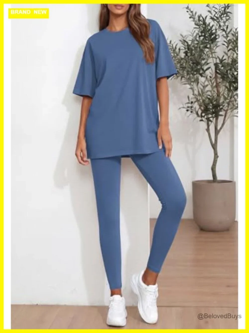 Women's Two Piece Lounge Set - Oversized Shirt & Leggings Matching Outfit